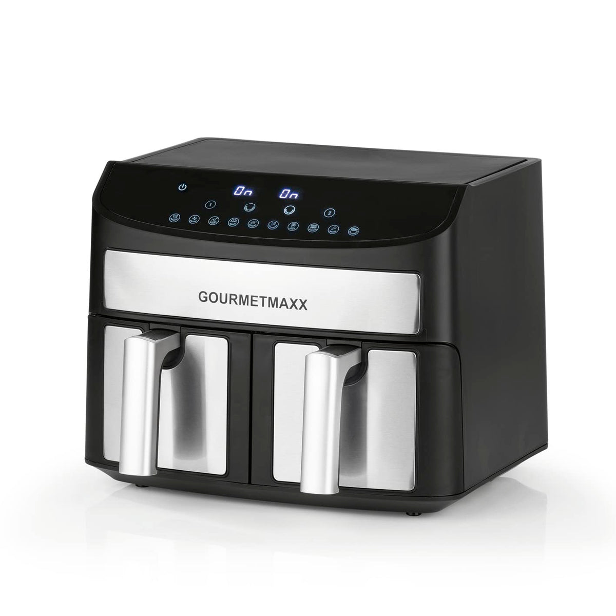 GOURMETmaxx FryUp3 Vertikale Heißluftfritteuse 3 Kammern | Heissluftfritteuse XXL 17 Liter | Airfryer mit Multi-Colour-Klapp-Touchdisplay | Air Fryer Friteuse für 12 Personen | 12 One-touch-Programme
