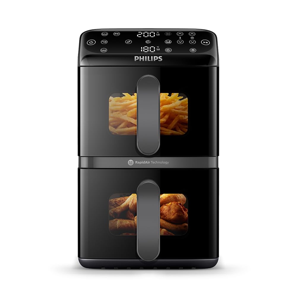 Philips Airfryer Dual Basket 3000 Serie Heißluftfritteuse, Schwarz, 9 L