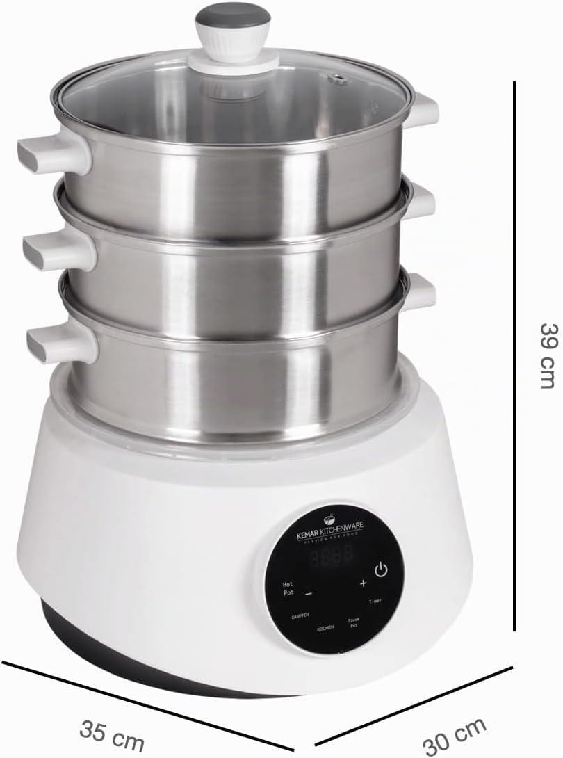 KFS-3000 Dampfgarer, Hot Pot, Fondue mit Touch Display, 3 Dampfkörbe aus Edelstahl, 4 Programme, Timer, Steamer (KFS-3000 Standardausführung)