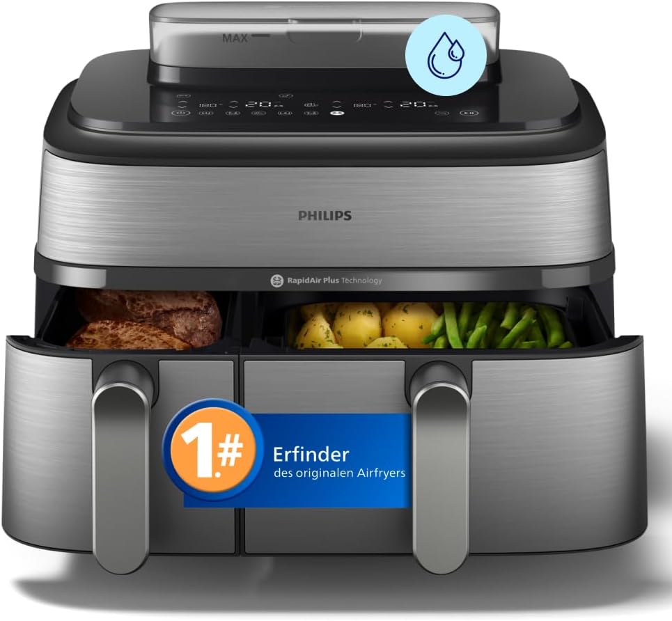 Philips Steam Airfryer 5000 Heißluftfritteuse, Silber, 9 L