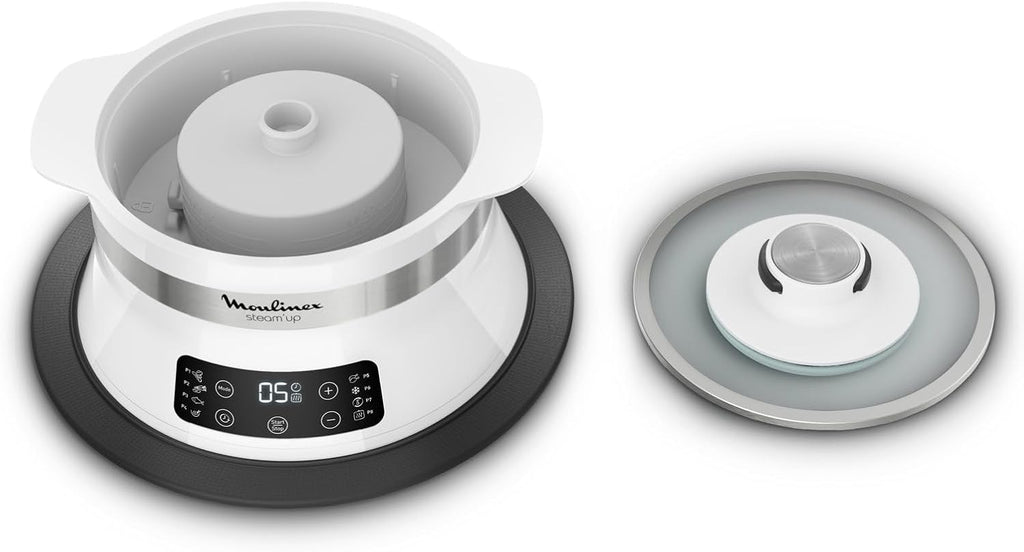Moulinex Steam Up Dampfgarer, 8 Programme, passt sich an alle Formate von Gerichten an, einfache Reinigung, Nährstoffe, einfache Aufbewahrung, Rezeptheft weiß VJ504010