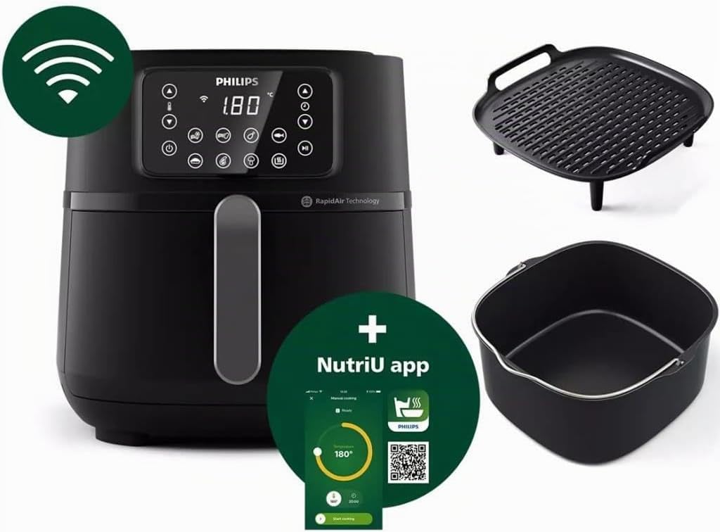 Ölfreie Fritteuse PHILIPS Connected Airfryer XXL HD9285/96 5000-Serie 7,2 l 6 Personen 16 Voreinstellungen Schwarz