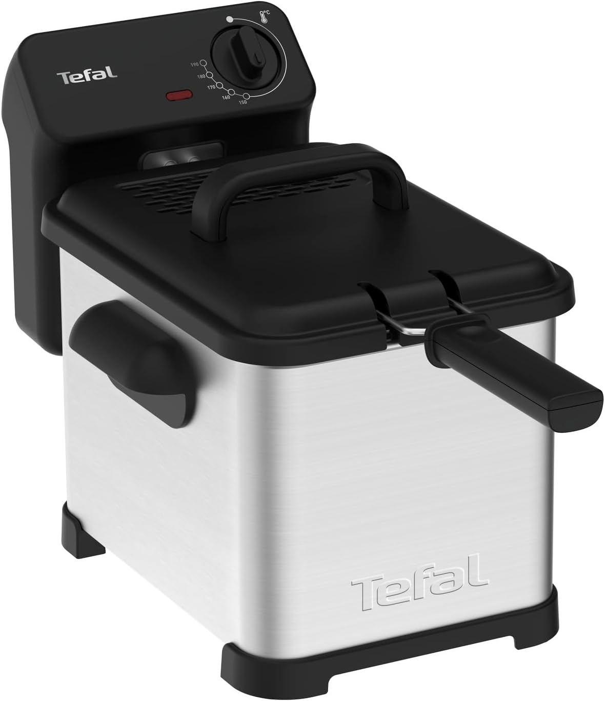 Tefal Family Pro Access 4,0L Fritteuse, 3000 Watt, semiprofessionell mit Öl, herausnehmbarer Ölbehälter, Kühlzonen-Technologie, leichte Reinigung, knusprige Pommes, Edelstahl, schwarz, FR5030