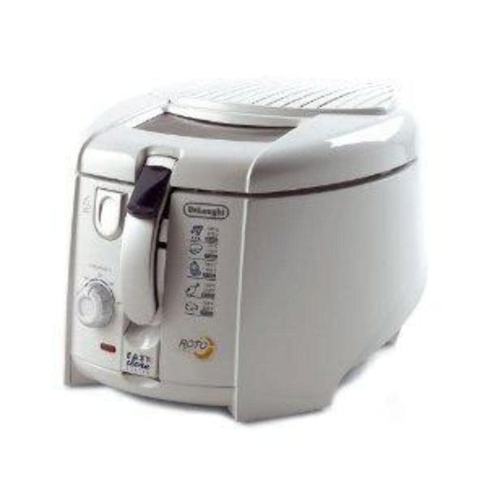 De'Longhi F28211.W1 RotoFry Fritteuse, 1800 W, 1,2 Liter, Edelstahl, Weiß