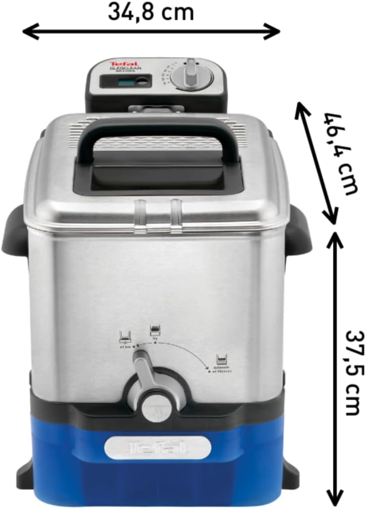 Tefal Oleoclean Pro Fritteuse 3,5L für knusprige Pommes, 2300W Edelstahl Friteuse mit Öl-Filterung, Herausnehmbarer Ölbehälter 1,2kg, Timer & Thermostat, Spülmaschinenfest, Schwarz/Edelstahl