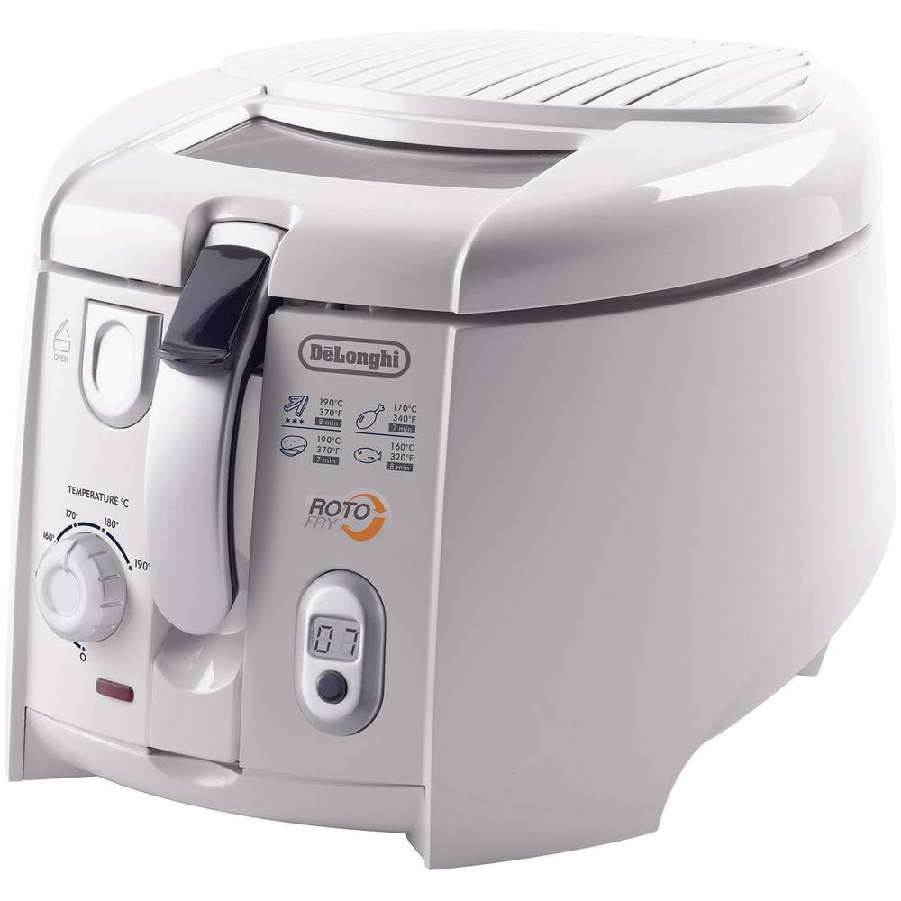 De'Longhi F28211.W1 RotoFry Fritteuse, 1800 W, 1,2 Liter, Edelstahl, Weiß