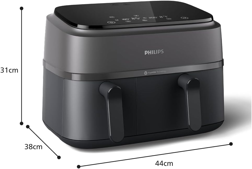 Philips Airfryer Dual Basket 3000 Serie Heißluftfritteuse, Schwarz, 9 L