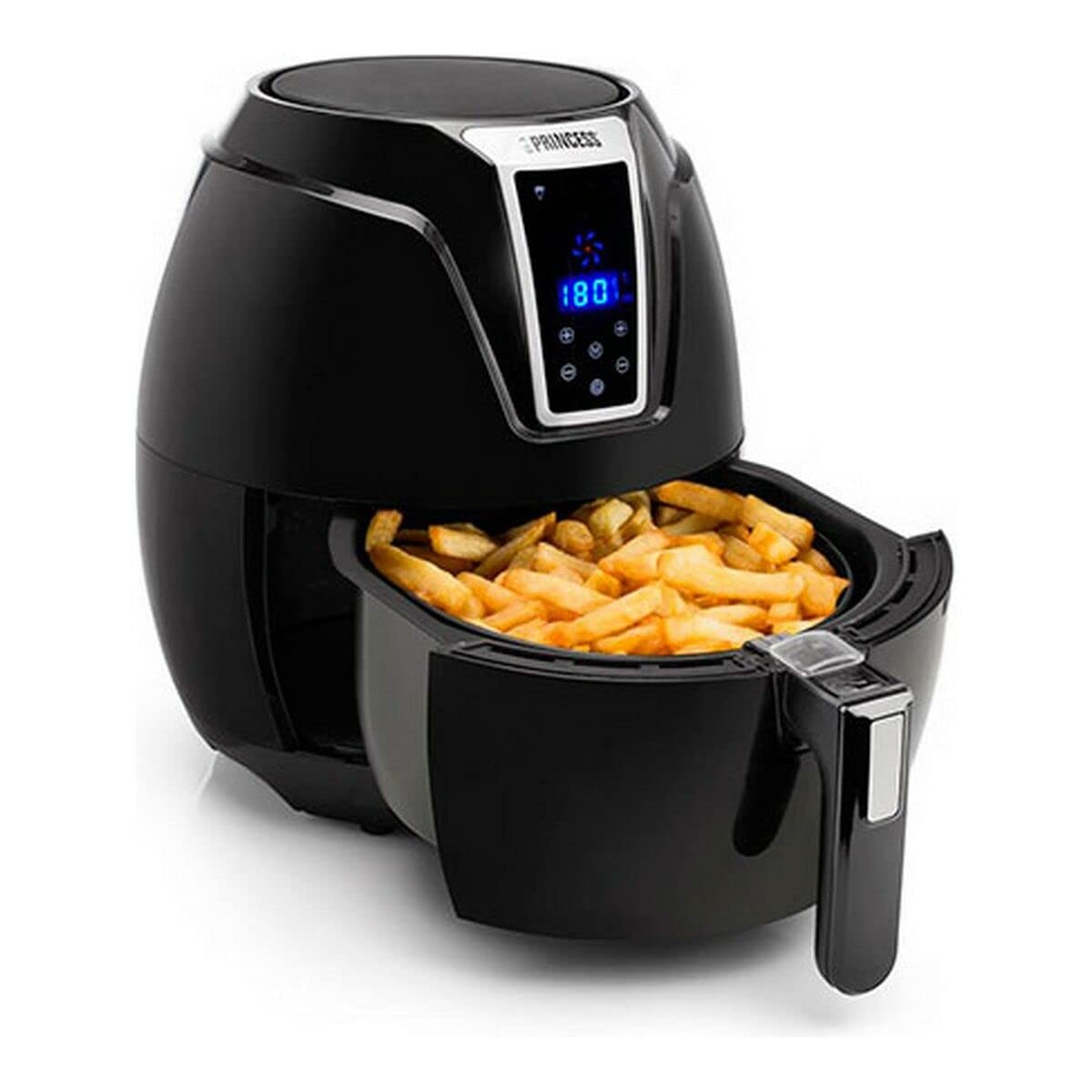 Princess 183028 Edelstahl Doppel-Fritteuse in schwarz - 2 x 3 Liter (2 x 1800 Watt) mit Ölfilter und Kaltzonenfunktion