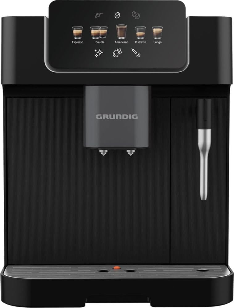 Grundig - KVA 6230 Kaffeevollautomat - 19 Bar Pumpendruck - 13-stufiges Edelstahl-Mahlwerk - Milchaufschäumdüse - 2L Wassertank - Tassenwärmer - Doppel-Auslauf - Schwarz/Silber - Robust