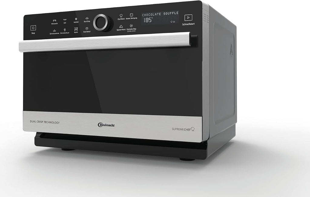 Bauknecht Supreme Chef MW 3391 SX/ 5 in 1-Multifunktionsmikrowelle/ 1000 W/ 33 L/ Heißluft 1700 W/ XXL Grill 1200 W/ Crisp Funktionen/ Dampfgaren inkl. Dampfgarbehälter