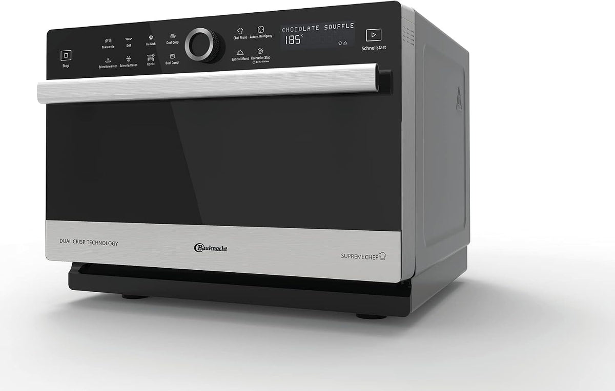 Bauknecht Supreme Chef MW 3391 SX/ 5 in 1-Multifunktionsmikrowelle/ 1000 W/ 33 L/ Heißluft 1700 W/ XXL Grill 1200 W/ Crisp Funktionen/ Dampfgaren inkl. Dampfgarbehälter