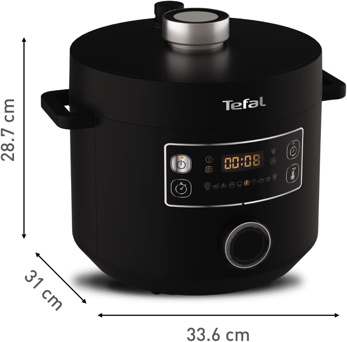 Tefal Turbo Cuisine Multikocher 4,8L, High-Speed & 10 Programme: Dampfgarer, Schmoren, Anbraten, Sous-vide, Reis & mehr, Verzögerung & Warmhaltefunktion, Antihaft, Zubehör inkl., Schwarz, CY7548