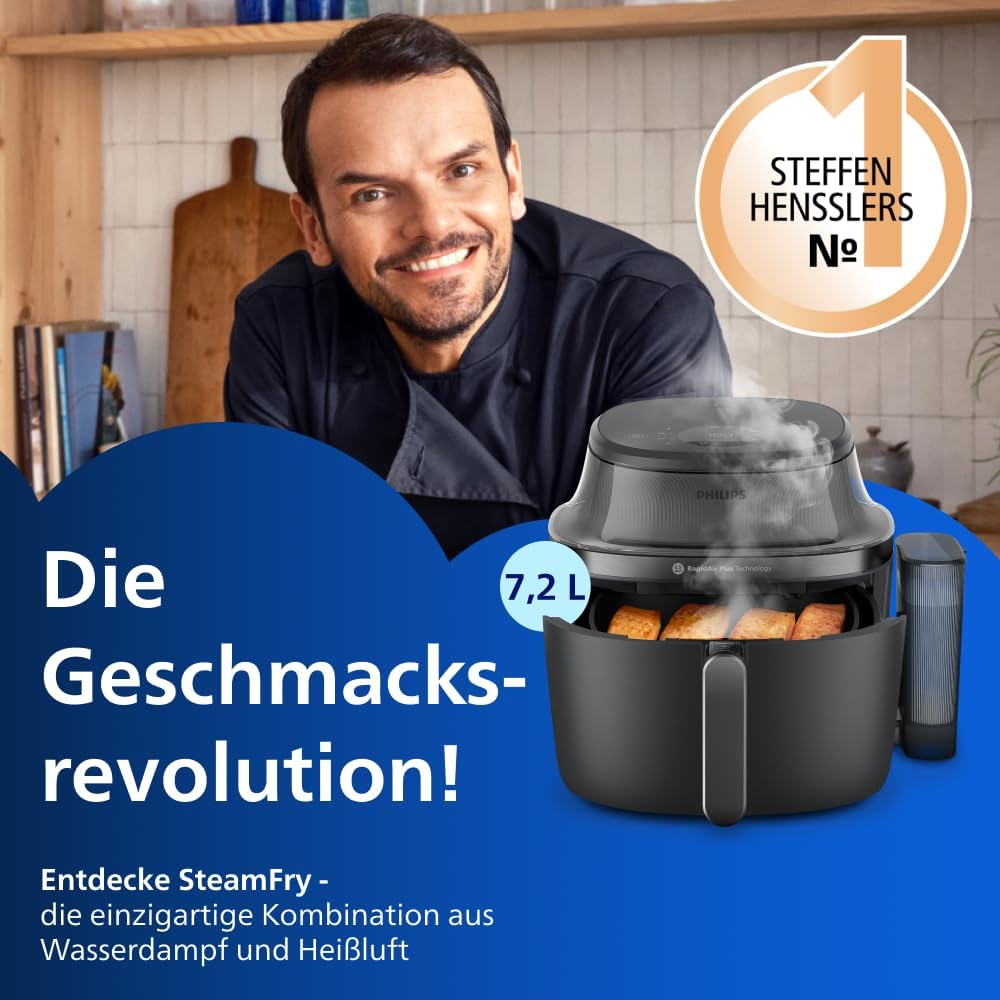 Philips Steam Airfryer 5000 Serie Heißluftfritteuse, Schwarz, 7,2 L