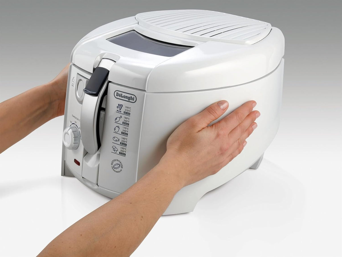De'Longhi F28211.W1 RotoFry Fritteuse, 1800 W, 1,2 Liter, Edelstahl, Weiß