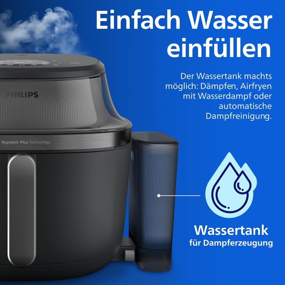 Philips Steam Airfryer 5000 Serie Heißluftfritteuse, Schwarz, 7,2 L