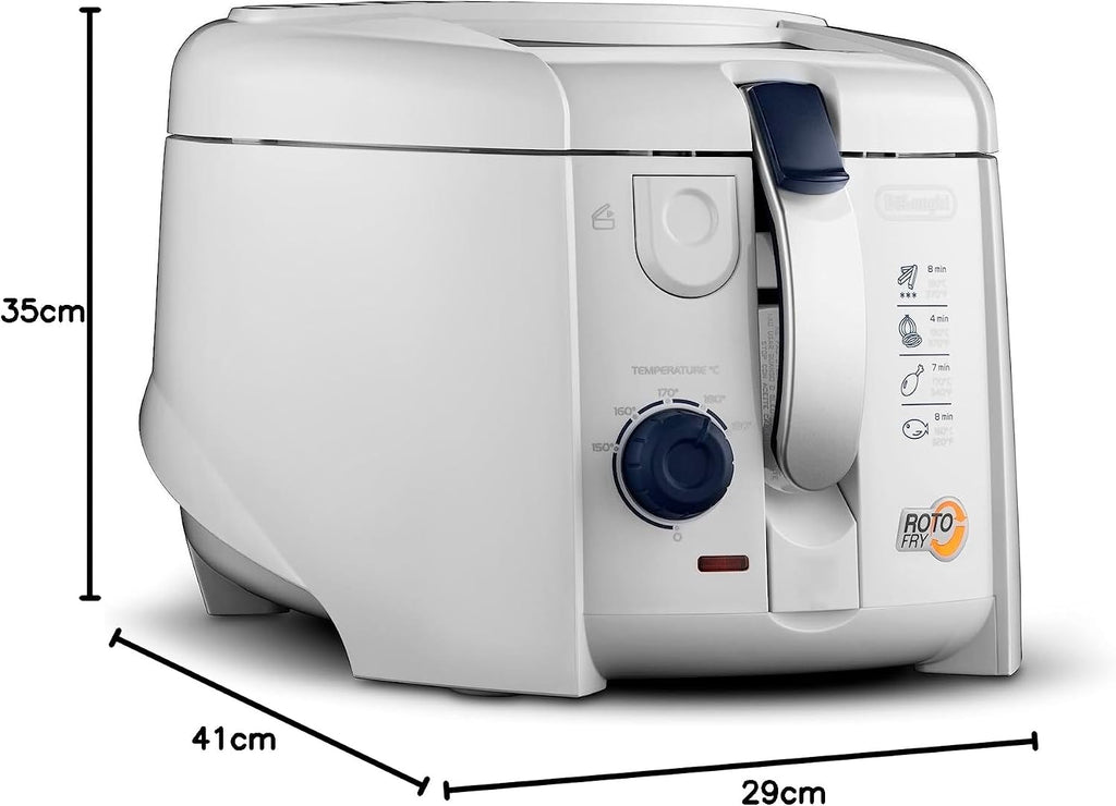 De'Longhi F28211.W1 RotoFry Fritteuse, 1800 W, 1,2 Liter, Edelstahl, Weiß