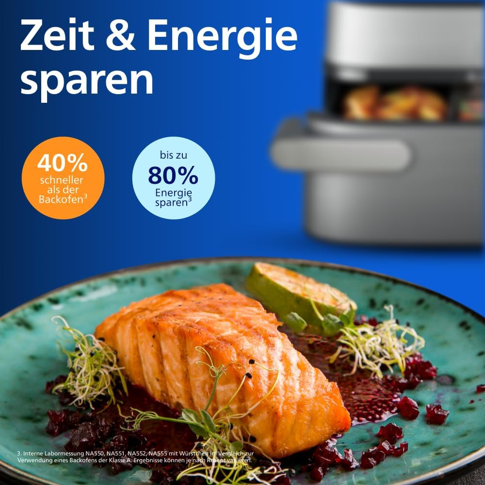 Philips Steam Airfryer 5000 Megabasket Heißluftfritteuse, Silber, 9,5 L