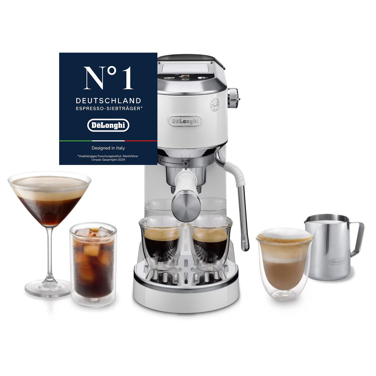De'Longhi Dedica Style - Perfetto Kompakte Siebträgermaschine Espressomaschine mit Tasten, manuellem Milchaufschäumer für Espresso und Cappuccino, ESE Pad geeignet, 15cm breit, Schwarz (EC685.BK)