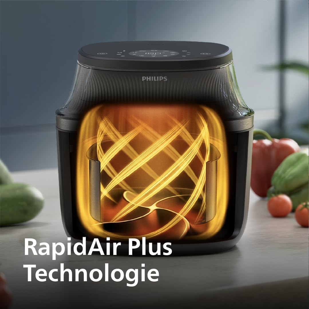 Philips Airfryer 3000 Serie Heißluftfritteuse, Schwarz, 7,2L