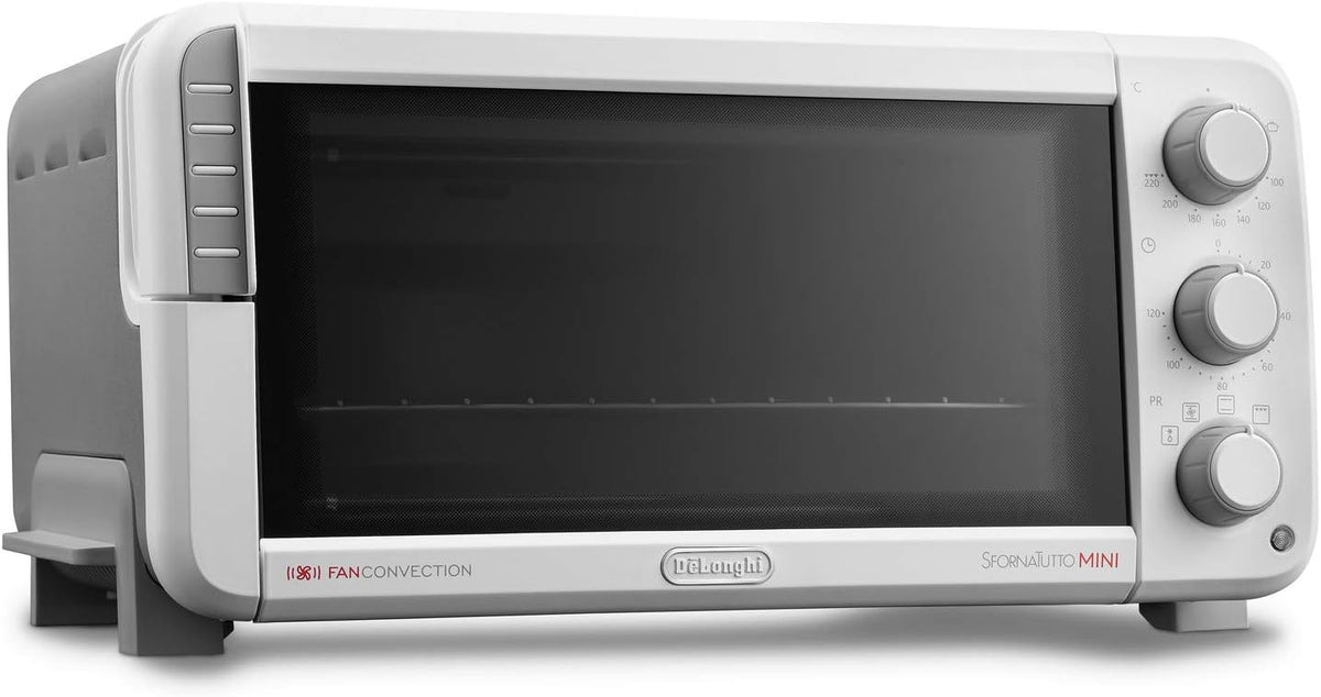 DELONGHI EO12512.WG Sfornatutto Mini, 1400 W, 12 Liter, Kunststoff, Weiß / Schwarz