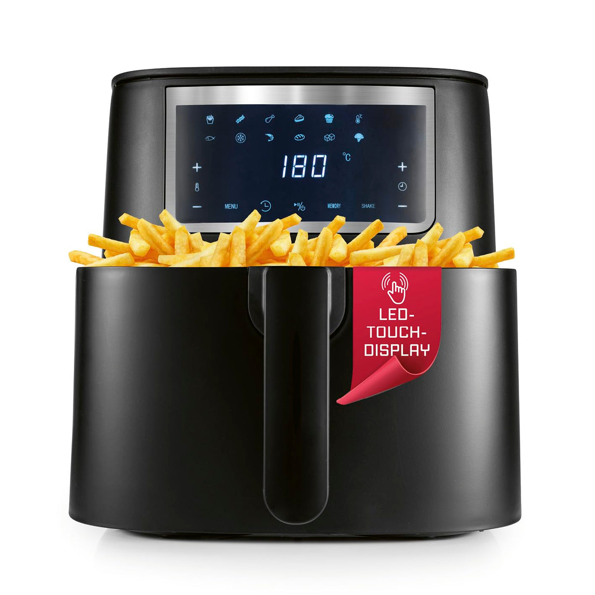GOURMETmaxx FryUp3 Vertikale Heißluftfritteuse 3 Kammern | Heissluftfritteuse XXL 17 Liter | Airfryer mit Klapp-Touchdisplay, 12 Onetouch-Programmen, Sichtfenstern | Air Fryer Friteuse für 12 Personen