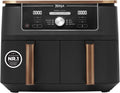 Ninja Foodi MAX Dual Zone Heißluftfritteuse, 9,5L Airfryer, 2 Fächer, mit Zange, Antihaftbeschichtung, spülmaschinenfeste Körbe, 6-in-1, Amazon Exklusiv, Kupfer/Schwarz, AF400EUCP