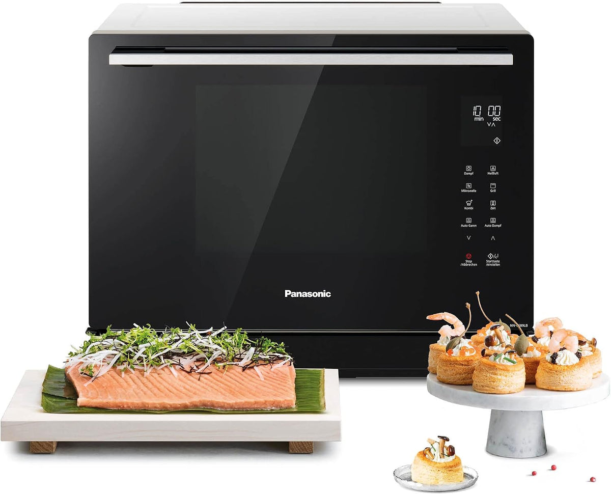 Panasonic NN-CS89LBGPG 4-in-1 Kombi-Mikrowelle, Dampfofen & Grill, 31 Liter, 1000 W, zwei Ebenen, Genius-Sensor, automatisches Aufwärmen, 36 Programme, einfache Reinigung, kompakt, Edelstahl