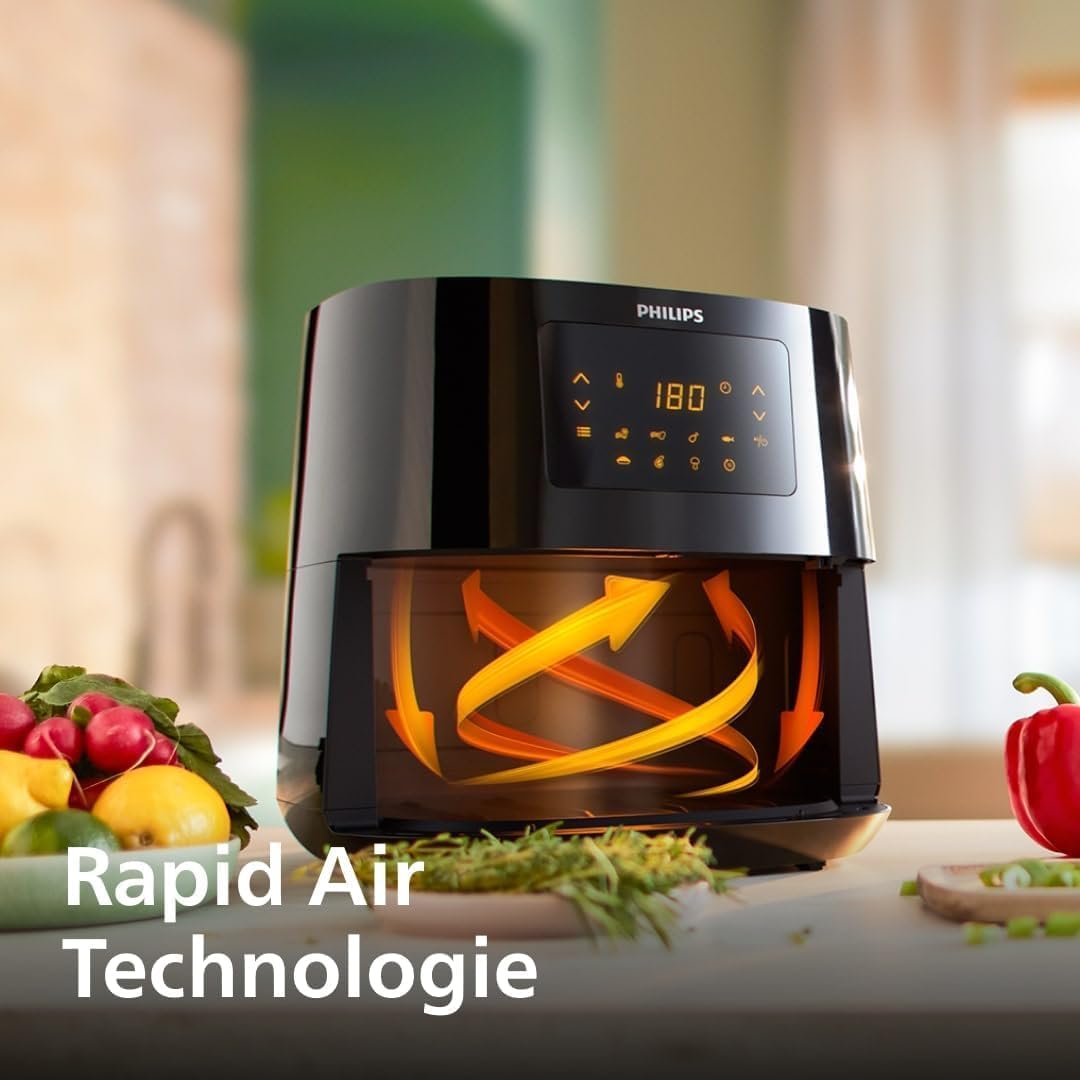 Philips Essential Airfryer Heißluftfritteuse XL, Schwarz, 6,2 L