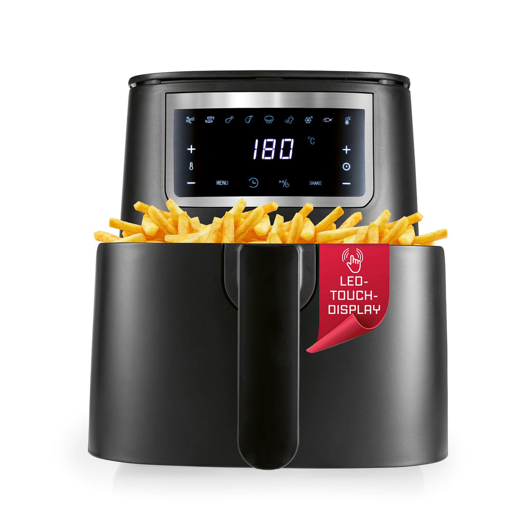 GOURMETmaxx FryUp3 Vertikale Heißluftfritteuse 3 Kammern | Heissluftfritteuse XXL 17 Liter | Airfryer mit Klapp-Touchdisplay, 12 Onetouch-Programmen, Sichtfenstern | Air Fryer Friteuse für 12 Personen