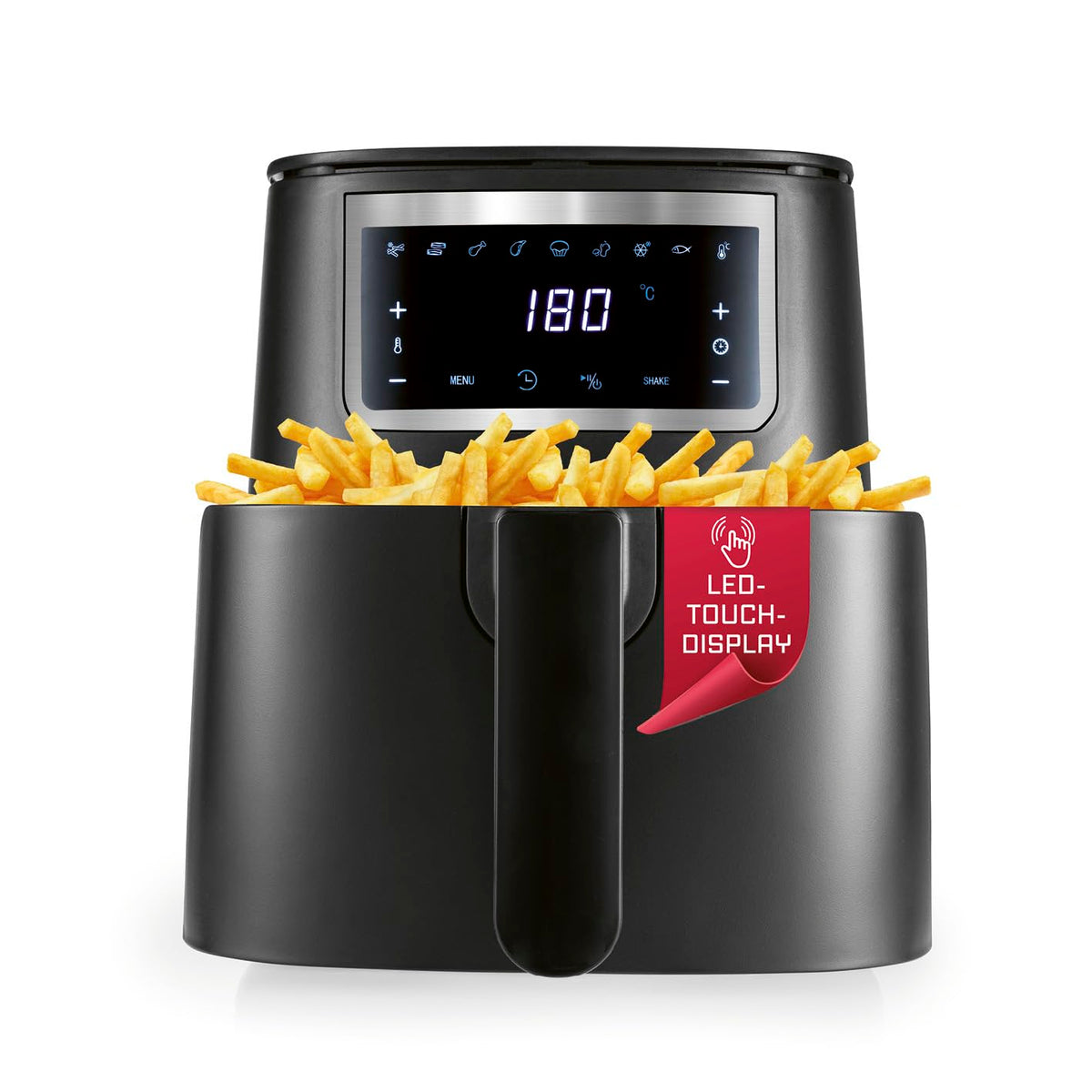 GOURMETmaxx FryUp3 Vertikale Heißluftfritteuse 3 Kammern | Heissluftfritteuse XXL 17 Liter | Airfryer mit Klapp-Touchdisplay, 12 Onetouch-Programmen, Sichtfenstern | Air Fryer Friteuse für 12 Personen