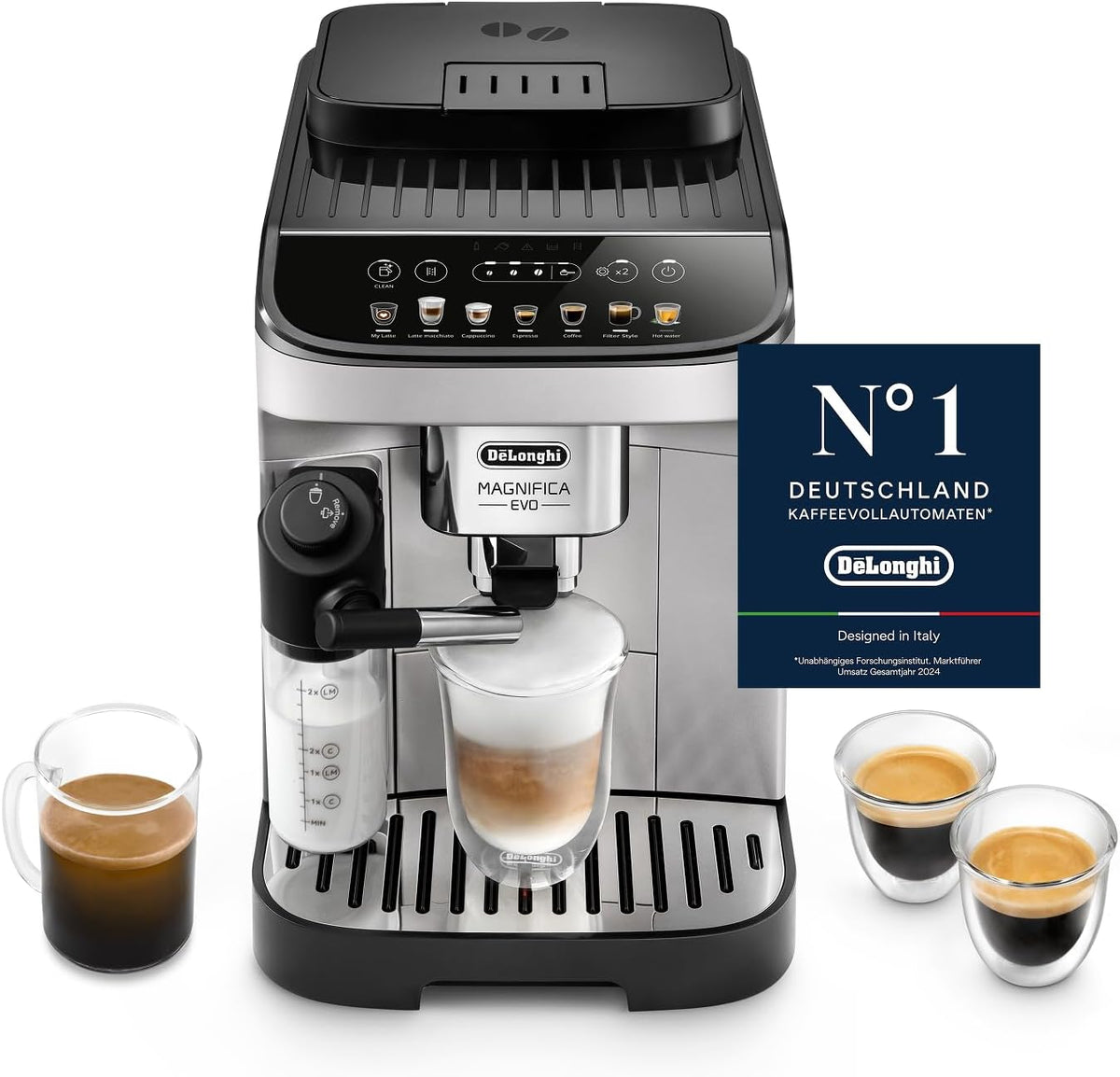 De'Longhi Magnifica Evo - Kaffeevollautomat 7 Getränke Silber-Schwarz