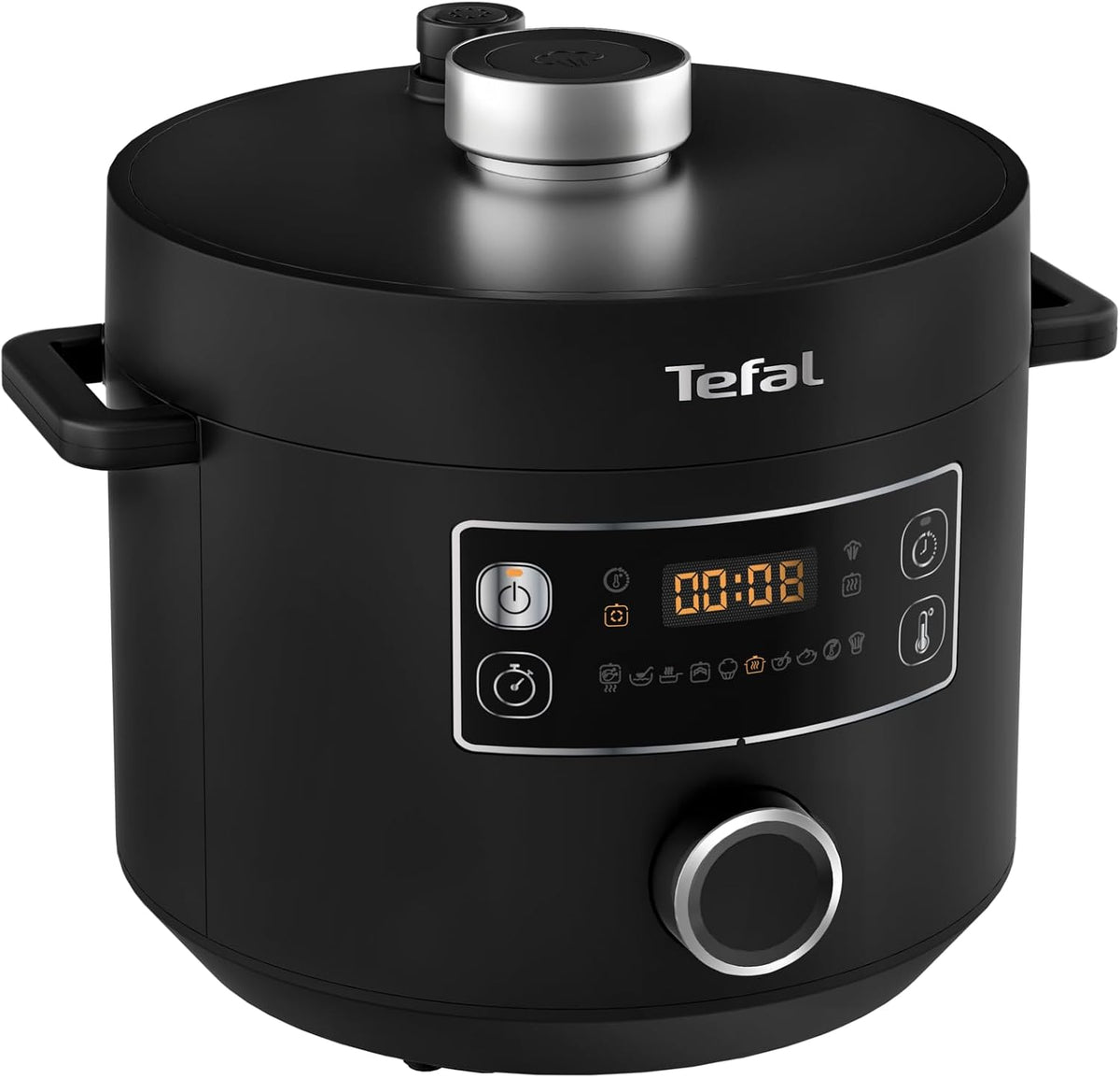 Tefal Turbo Cuisine Multikocher 4,8L, High-Speed & 10 Programme: Dampfgarer, Schmoren, Anbraten, Sous-vide, Reis & mehr, Verzögerung & Warmhaltefunktion, Antihaft, Zubehör inkl., Schwarz, CY7548