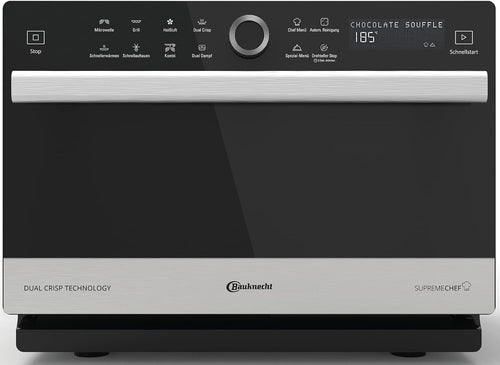 Bauknecht Supreme Chef MW 3391 SX/ 5 in 1-Multifunktionsmikrowelle/ 1000 W/ 33 L/ Heißluft 1700 W/ XXL Grill 1200 W/ Crisp Funktionen/ Dampfgaren inkl. Dampfgarbehälter