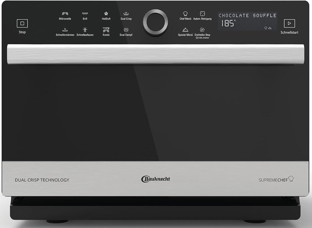 Bauknecht Supreme Chef MW 3391 SX/ 5 in 1-Multifunktionsmikrowelle/ 1000 W/ 33 L/ Heißluft 1700 W/ XXL Grill 1200 W/ Crisp Funktionen/ Dampfgaren inkl. Dampfgarbehälter