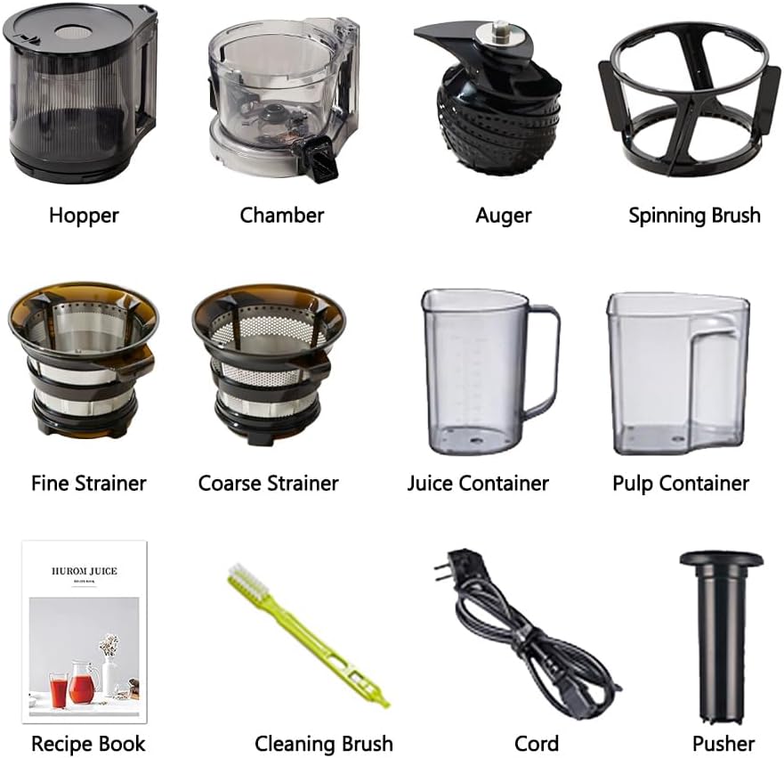 Hurom Slow Juicer | Entsafter Gemüse und Obst | H320N | Elektrische Kaltpresse | Ruhiger Motor | Leicht zu Reinigen mit Großem Behälter und Siebfilter 2L | 200 Watt | BPA Frei | Dunkelgrün