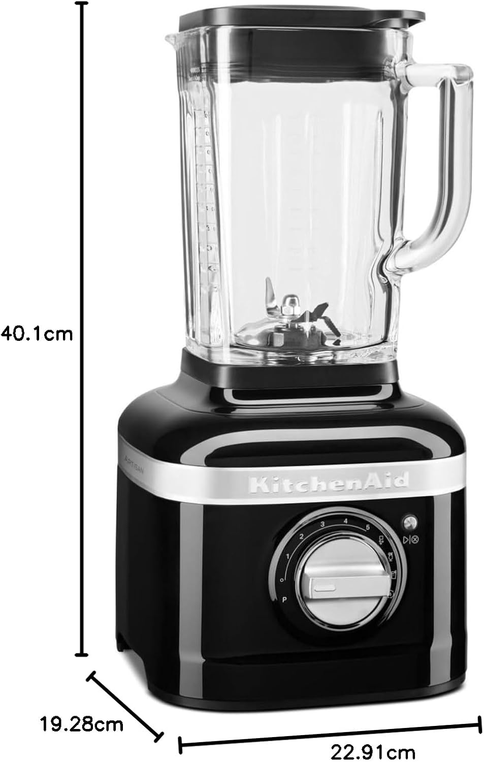 KitchenAid Standmixer mit 1,4 L Glaskrug - Artisan - Kompakter Hochleistungsmixer 1200 W - Food Processor zum Schneiden, Hacken und Reiben - Smoothie maker - Onyx schwarz