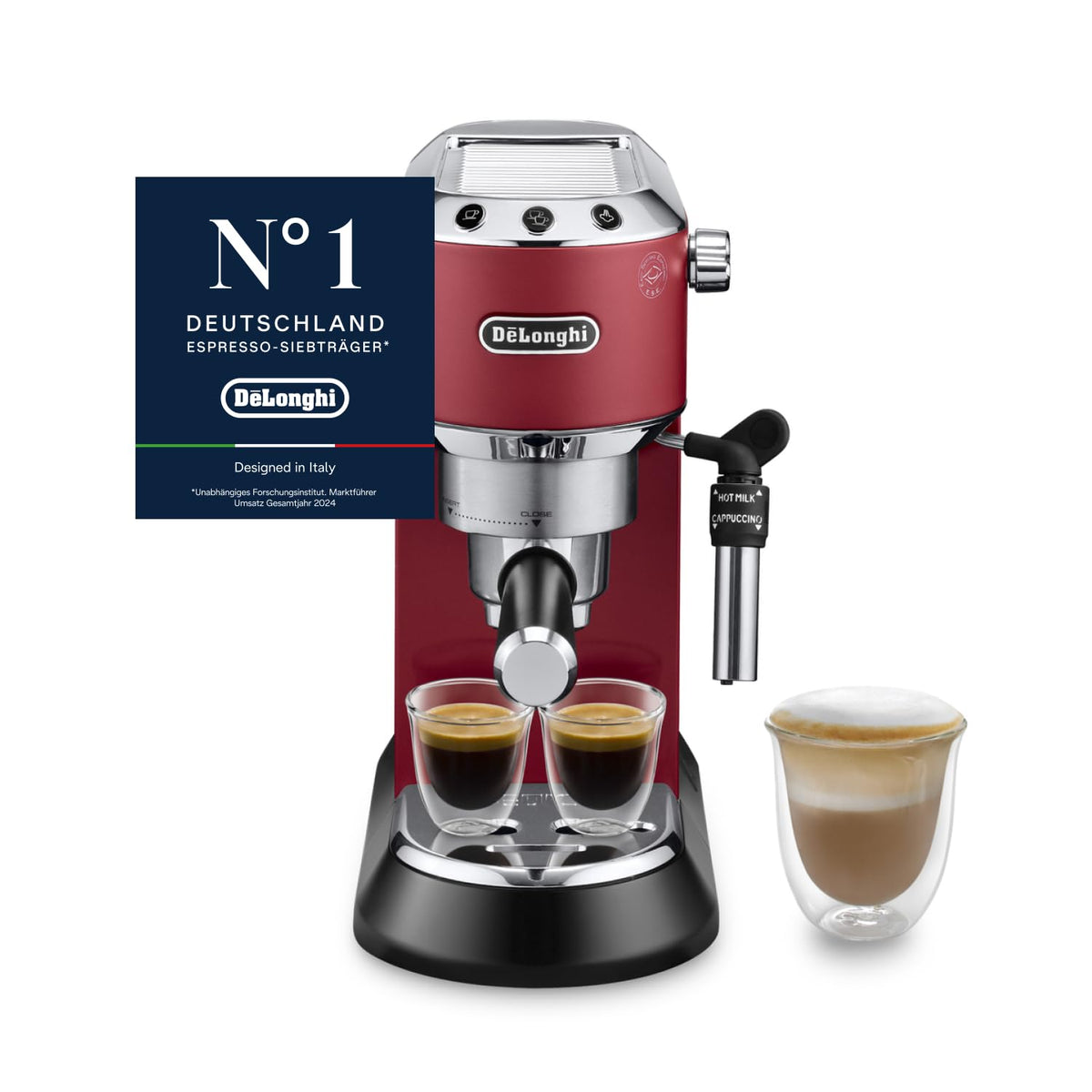 De'Longhi Dedica Style - Perfetto Kompakte Siebträgermaschine Espressomaschine mit Tasten, manuellem Milchaufschäumer für Espresso und Cappuccino, ESE Pad geeignet, 15cm breit, Schwarz (EC685.BK)