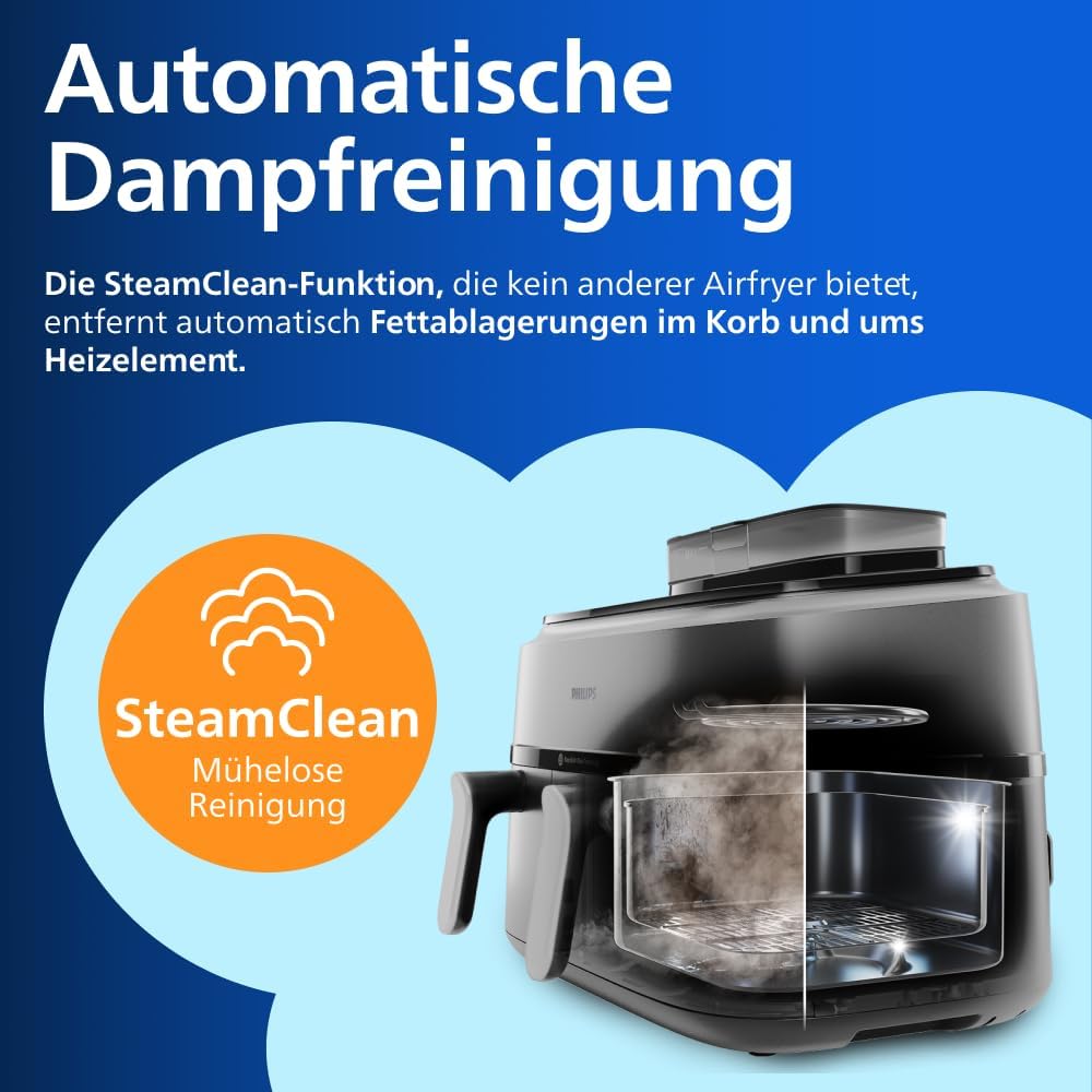 Philips Steam Airfryer 5000 Heißluftfritteuse, Silber, 9 L