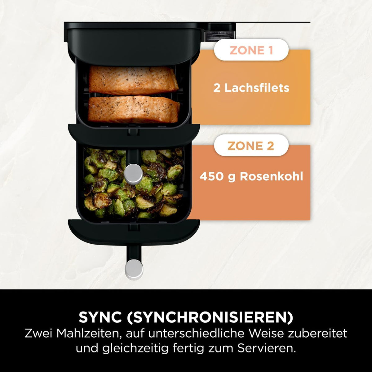 Ninja Double Stack Heißluftfritteuse, 6 Portionen, Schwarz SL300EU