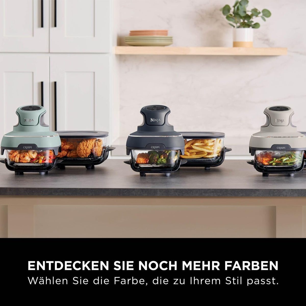 Ninja CRISPi tragbare Air fryer Heißluftfritteuse, 3,8 l, Stein FN101EUST