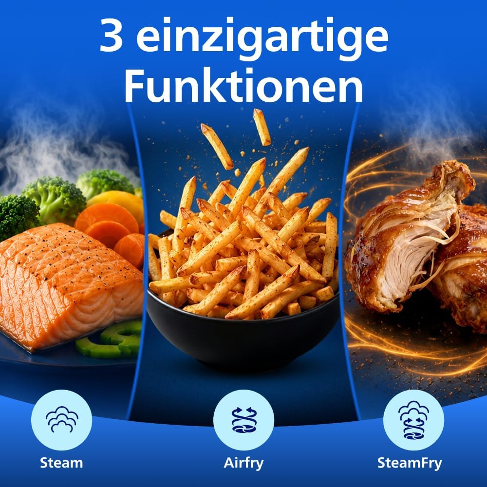 Philips Steam Airfryer 5000 Serie Heißluftfritteuse, Schwarz, 7,2 L