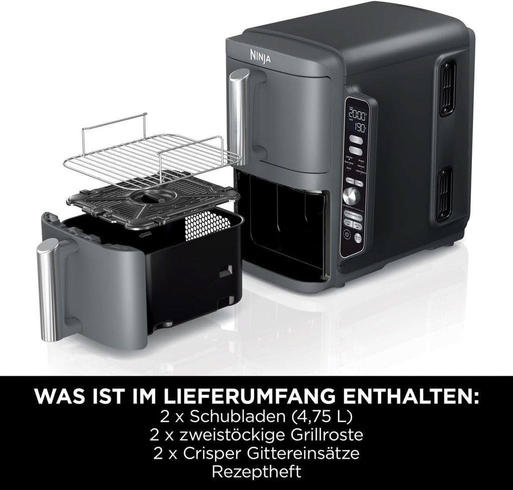 Ninja Double Stack XL Air Fryer Heißluftfritteuse, 9,5L Airfryer, SL400EU