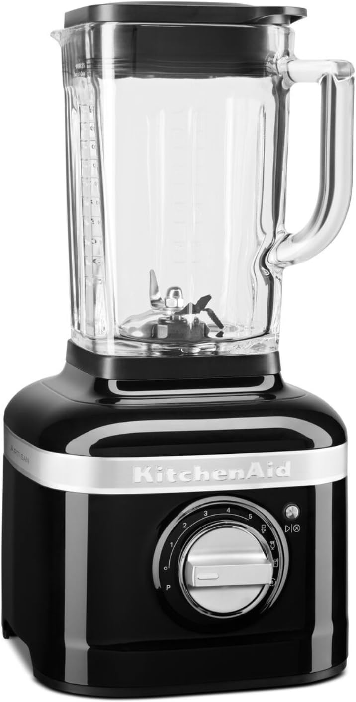 KitchenAid Standmixer mit 1,4 L Glaskrug - Artisan - Kompakter Hochleistungsmixer 1200 W - Food Processor zum Schneiden, Hacken und Reiben - Smoothie maker - Onyx schwarz