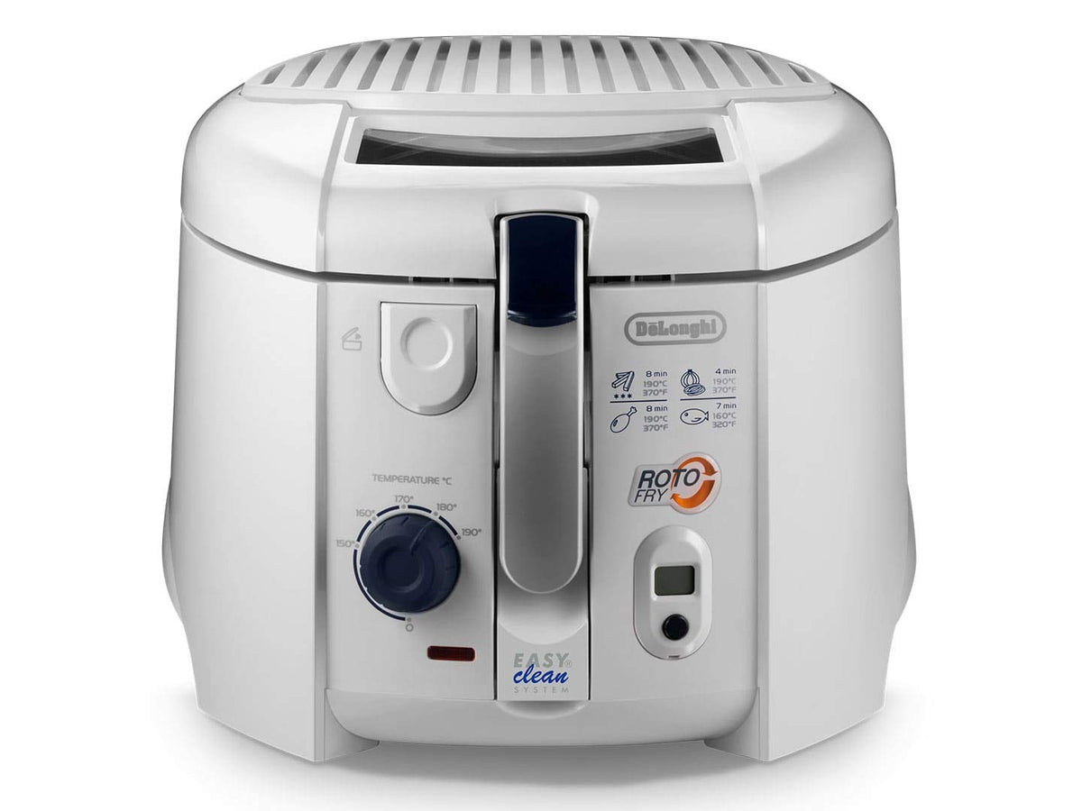 De'Longhi F28211.W1 RotoFry Fritteuse, 1800 W, 1,2 Liter, Edelstahl, Weiß
