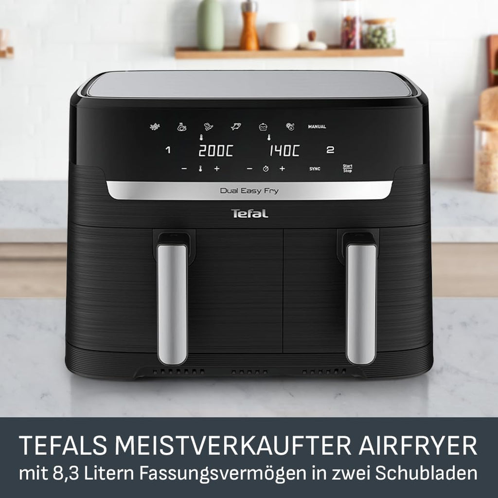 Tefal Dual Easy Fry Heißluftfritteuse 8,3 L mit 2 Kammern