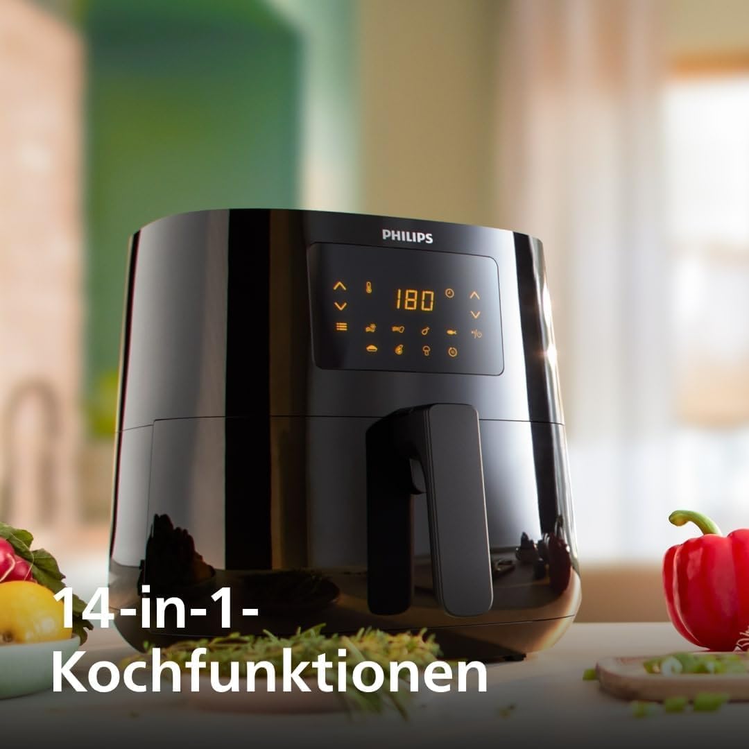 Philips Essential Airfryer Heißluftfritteuse XL, Schwarz, 6,2 L