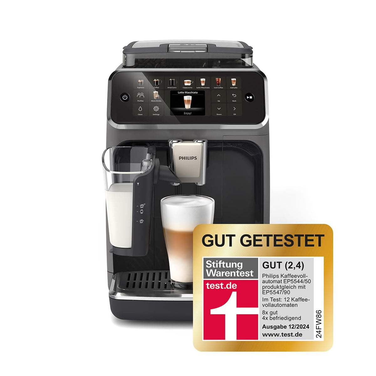 PHILIPS Kaffeevollautomat LatteGo 5500 Serie, Silber, 20 Spezialitäten