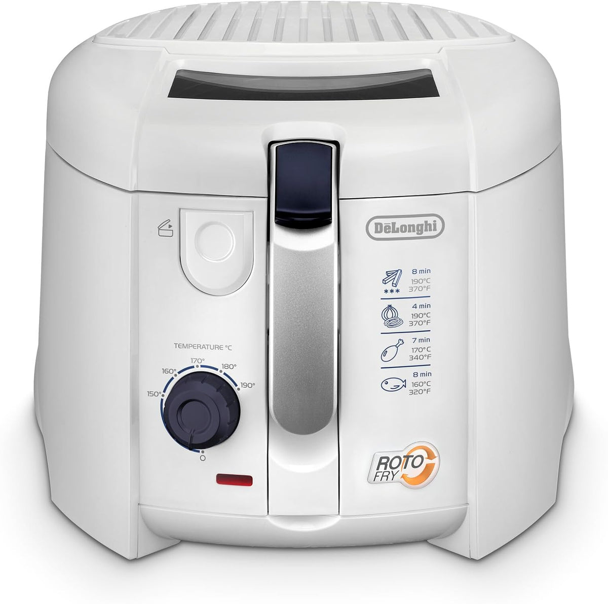 De'Longhi F28211.W1 RotoFry Fritteuse, 1800 W, 1,2 Liter, Edelstahl, Weiß