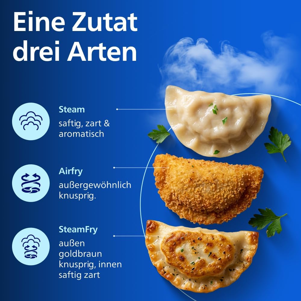 Philips Steam Airfryer 5000 Megabasket Heißluftfritteuse, Silber, 9,5 L