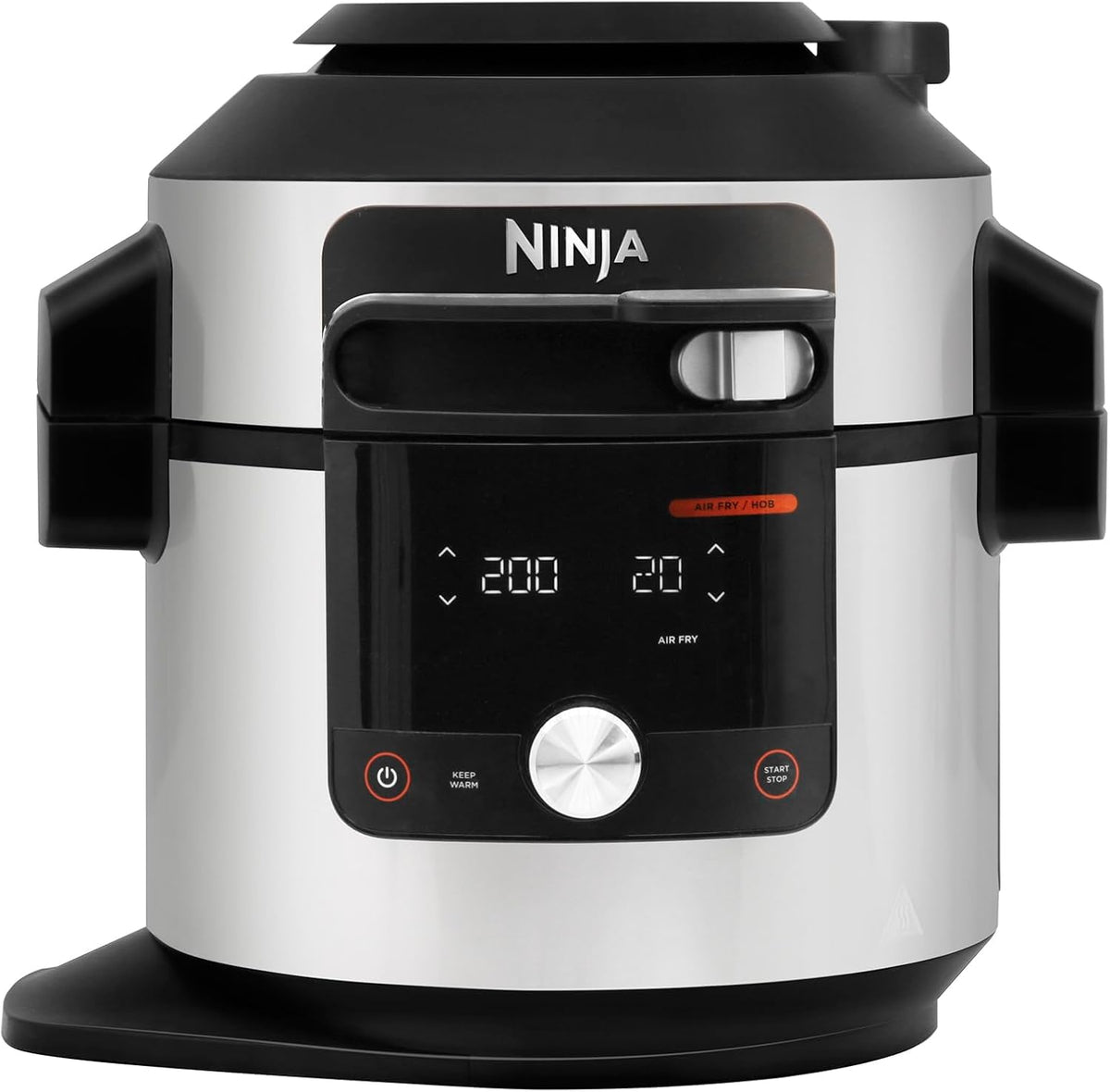 Ninja Foodi MAX Multikocher mit SmartLid, 7,5L, 12-in-1 Multicooker, Pressure Cooker Schnellkochen, Airfryer Heißluftfrittieren, Slow Cooker Langsamkochen, Edelstahl, OL650EU